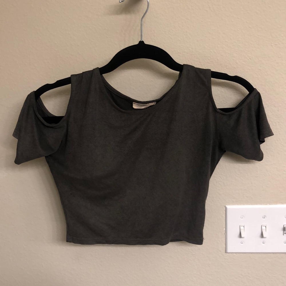 John Galt Suede Cut Out Crop Top